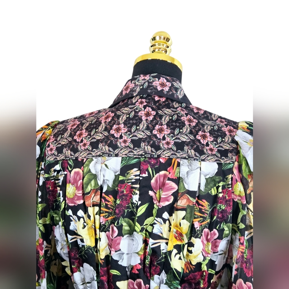 Alice + Olivia Black Floral Mini Dress with White, Yellow & Pink Blooms - Picture 11 of 15